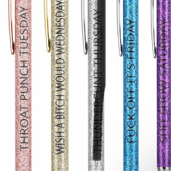 BUY NOW You Choose Swear Days of The Week Glitter Pens NEW - Picture 6 of 6